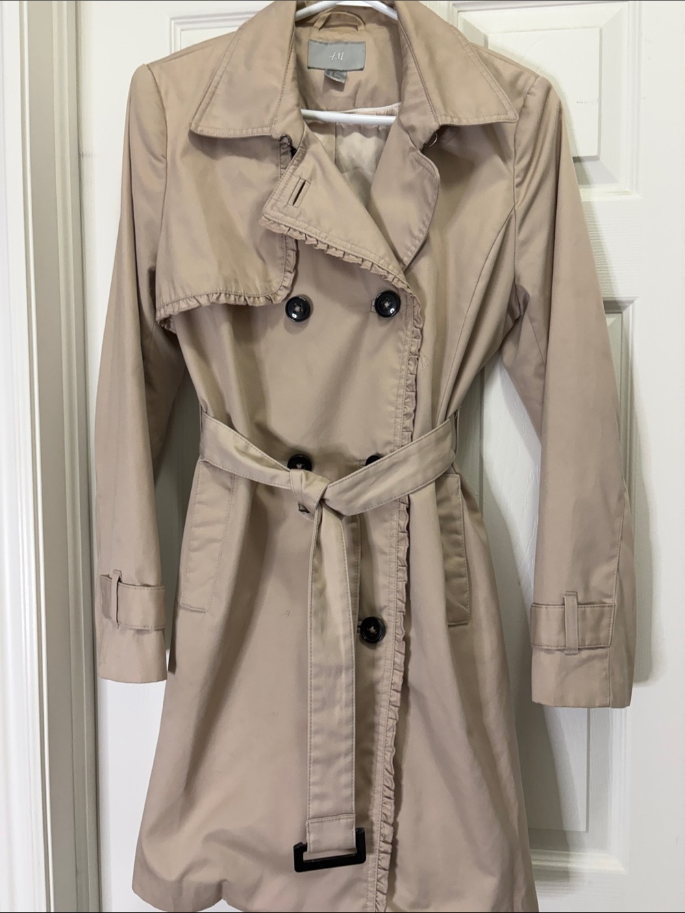 H&M Light Beige Double-Breasted Trench with Belt